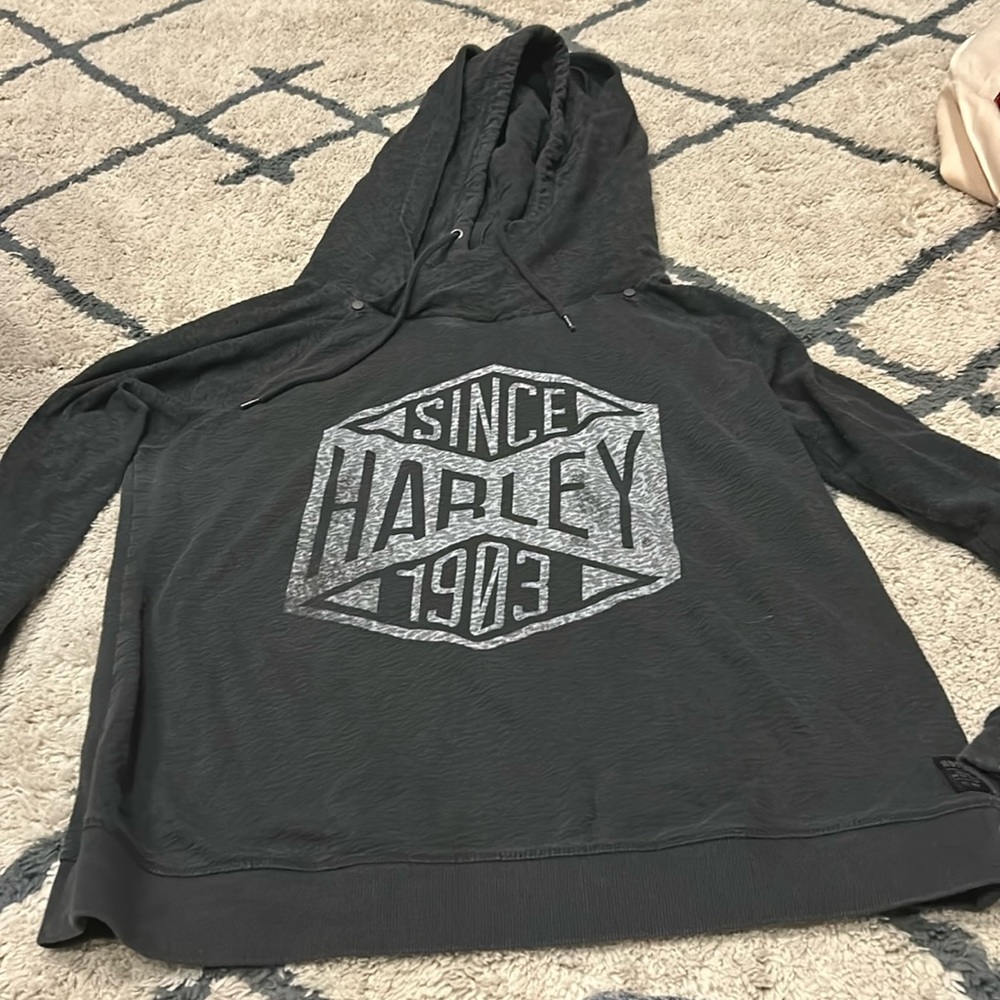 Harley-Davidson Black Hoodie with Silver Logo